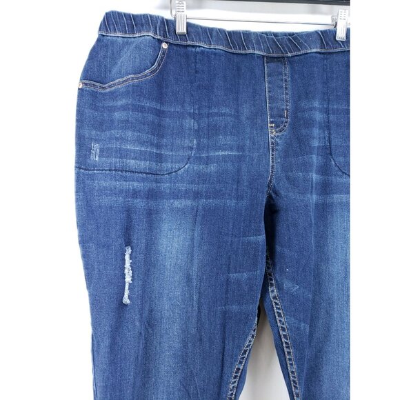 Just My Size Womens Size 4X Denim Jeggings Elastic Waist Stretch Frayed Hem - Picture 3 of 7